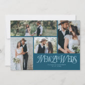 Aquamarine Newlyweds Multi-Foto-Hochzeit Ankündigung (Vorderseite)