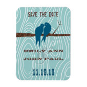 Aquamarine Niedliche Kissing Love Birds im Baum Magnet (Vertikal)