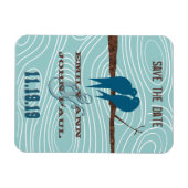 Aquamarine Niedliche Kissing Love Birds im Baum Magnet (Horizontal)