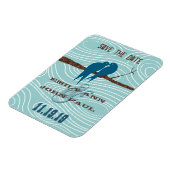 Aquamarine Niedliche Kissing Love Birds im Baum Magnet (Linke Seite)