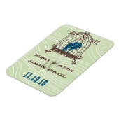 Aquamarine Niedliche Kissing Love Birds im Vogelkä Magnet (Linke Seite)