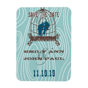 Aquamarine Niedliche Kissing Love Birds im Vogelkä Magnet