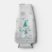 Aquamarine Niedliche Snowman Holiday Flasche Coole Flaschenkühler (Vorderseite)
