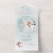 Aquamarine Niedliche Tiere in Masken Virtual Baby  All In One Einladung (Innen Boden)