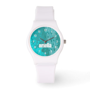 Aquamarine nummerierte Namenssportuhr des Armbanduhr