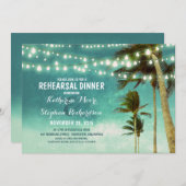 aquamarine Ober Beach Probe Dinner Saitenleuchten Einladung (Vorne/Hinten)