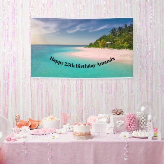 Aquamarine Ocean Tropical Beach Scenic Birthday Banner (Party)