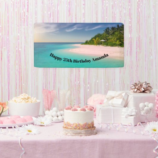 Aquamarine Ocean Tropical Beach Scenic Birthday Banner (Party)