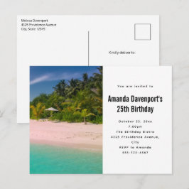 Aquamarine Ocean Tropical Beach Scenic Birthday Einladungspostkarte