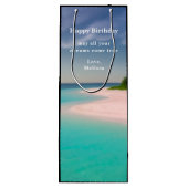 Aquamarine Ocean Tropical Beach Scenic Birthday Geschenktüte Für Weinflaschen (Rückseite)