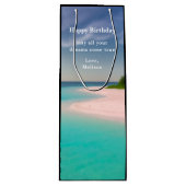 Aquamarine Ocean Tropical Beach Scenic Birthday Geschenktüte Für Weinflaschen (Vorderseite)