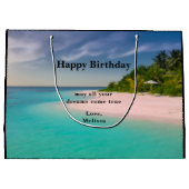 Aquamarine Ocean Tropical Beach Scenic Birthday Große Geschenktüte (Rückseite)