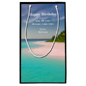 Aquamarine Ocean Tropical Beach Scenic Birthday Kleine Geschenktüte (Rückseite)