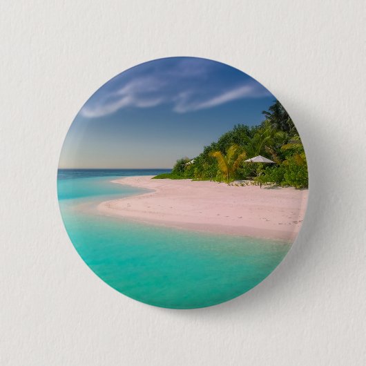 Aquamarine Ocean Tropical Beach Scenic Button (Vorderseite)