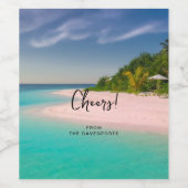 Aquamarine Ocean Tropical Beach Scenic Cheers Weinetikett (Einzelnes Label)