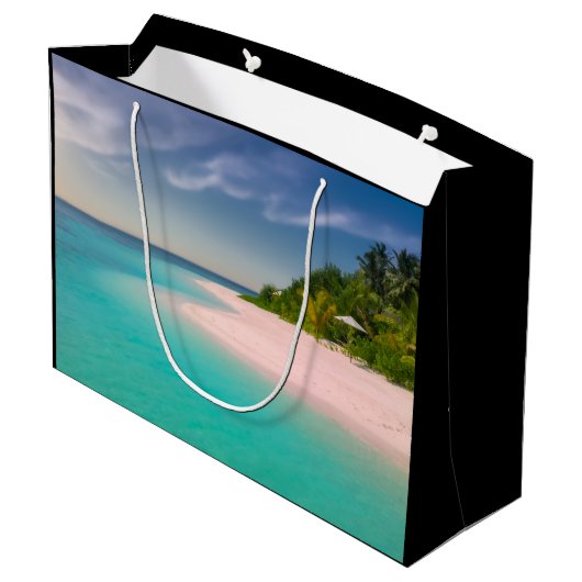 Aquamarine Ocean Tropical Beach Scenic Große Geschenktüte (Rückseite Schrägansicht)