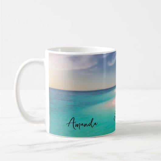 Aquamarine Ocean Tropical Beach Scenic Kaffeetasse (Links)