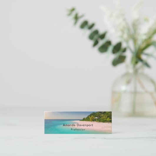 Aquamarine Ocean Tropical Beach Scenic Mini Visitenkarte (Stehend Vorderseite)