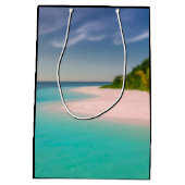 Aquamarine Ocean Tropical Beach Scenic Mittlere Geschenktüte (Rückseite)