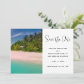 Aquamarine Ocean Tropical Beach Scenic Photo Save The Date (Stehend Vorderseite)