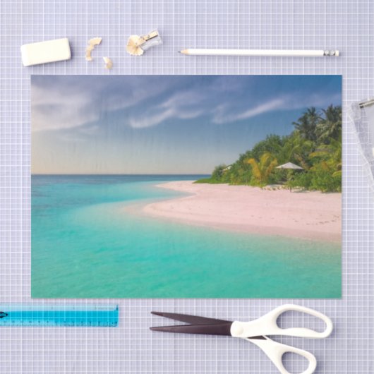Aquamarine Ocean Tropical Beach Scenic Seidenpapier (Handwerk)