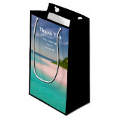 Aquamarine Ocean Tropical Beach Scenic Thank You Kleine Geschenktüte (Vorderseite Schrägansicht)