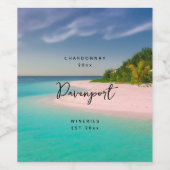 Aquamarine Ocean Tropical Beach Scenic Wine Making Weinetikett (Einzelnes Label)