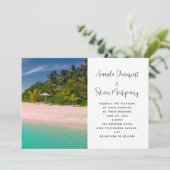 Aquamarine Ocean Tropical Beach Wedding Einladung (Stehend Vorderseite)