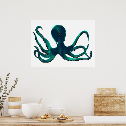 Aquamarine Octopus Poster (Küche)