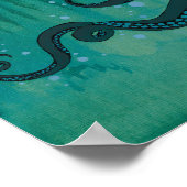 Aquamarine Octopus Tentacles Akryllisches Malplaka Poster (Ecke)