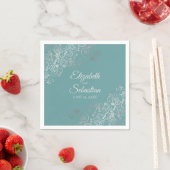 Aquamarine oder türkisfarbene Silver Frills Elegan Serviette (Beispiel)