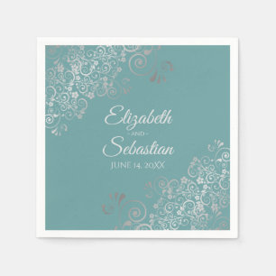Aquamarine oder türkisfarbene Silver Frills Elegan Serviette
