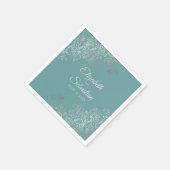 Aquamarine oder türkisfarbene Silver Frills Elegan Serviette (Ecke)