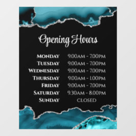 Aquamarine Öffnungszeiten des Fensters Agate Fensteraufkleber