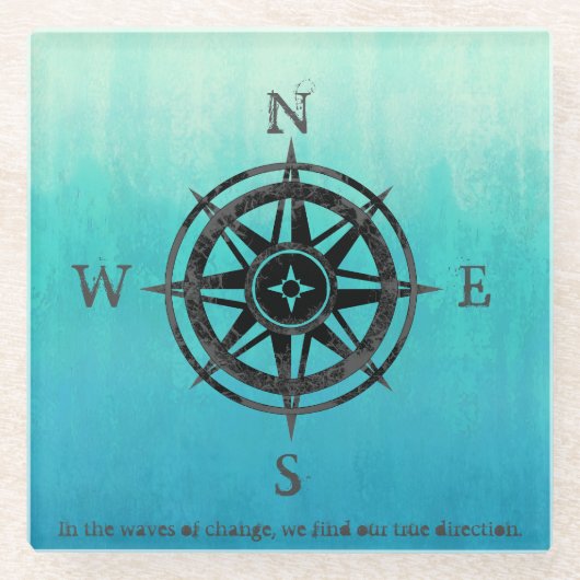 Aquamarine Ombre Sea Glasuntersetzer (Vorderseite)