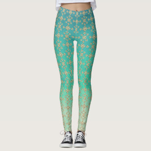 Aquamarine Ombre & Shades of Gray, geometrische Ti Leggings