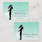 Aquamarine Ombre Silhouette Wedding Reception Card Begleitkarte (Vorne/Hinten)