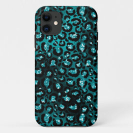 Aquamarine Ombre- und Black Glam Glitzer Leopard S Case-Mate iPhone Hülle
