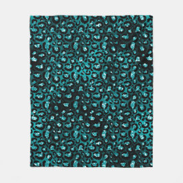 Aquamarine Ombre- und Black Glam Glitzer Leopard S Fleecedecke