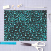 Aquamarine Ombre- und Black Glam Glitzer Leopard S Seidenpapier (Handwerk)