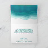 Aquamarine Ombre Watercolor Wave Wedding | Dankeskarte (Innenseite)