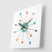 Aquamarine Orange Atomera Sternexplosion Mitte Jah Quadratische Wanduhr (Winkel)