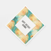 Aquamarine Orange Cream Peacock Feathers Serviette (Ecke)