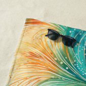 Aquamarine Orange Cream Peacock Feathers Strandtuch (Beispiel)