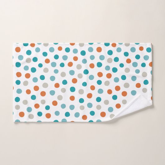 Aquamarine Orange Polka Dots Badetücher Badhandtuch Set (Handtuch)