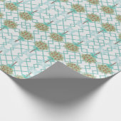 Aquamarine Orange Topiary Robin's Egg Blue Wrappin Geschenkpapier (Ecke)