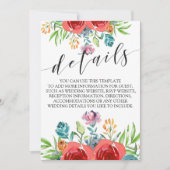 Aquamarine Orangefarbene Rose Hochzeitsdetails Einladung (Vorderseite)