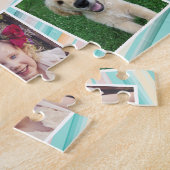 Aquamarine Orangenstreifen-Reihe FotoCollage Puzzle (Seite)