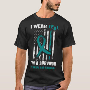 Aquamarine Ovarialkarzinom-Survivor 12 Jahre USA-F T-Shirt