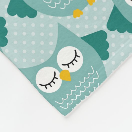 Aquamarine Owls Fleecedecke (Ecke)